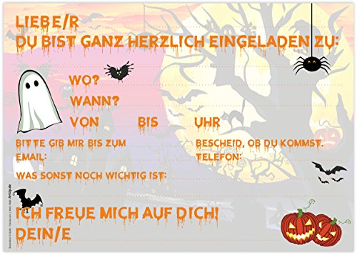 12 Einladungskarten "Halloween Party" / gruselige schöne Karten im Set